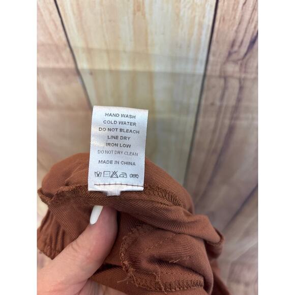 Promesa Linen Pants with Tie Belt Pocket Brown Women's Size M - Picture 5 of 6